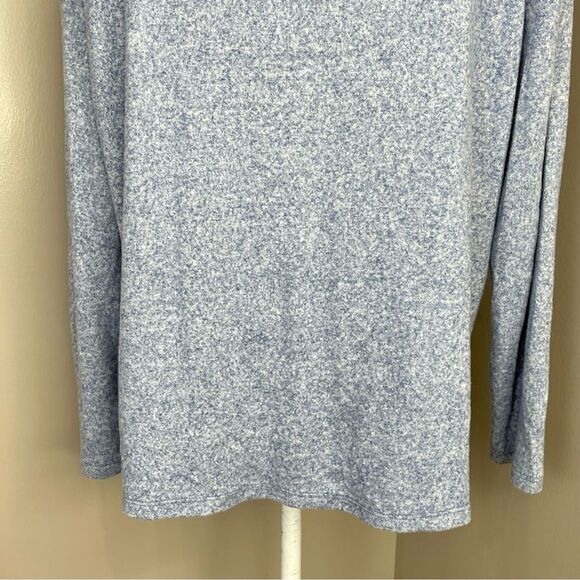 Women Sweatshirt Large Hoodie Blue Long Sleeve Hi-Low Poof New York - Picture 12 of 13